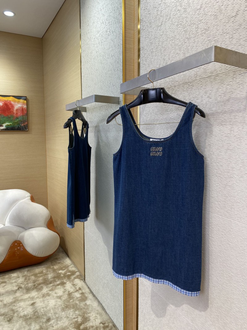 Miu Miu Logo Patchwork Denim Dress 4