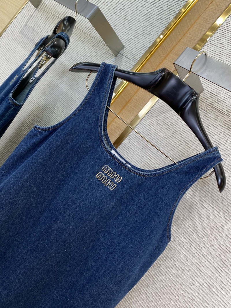 Miu Miu Logo Patchwork Denim Dress 5