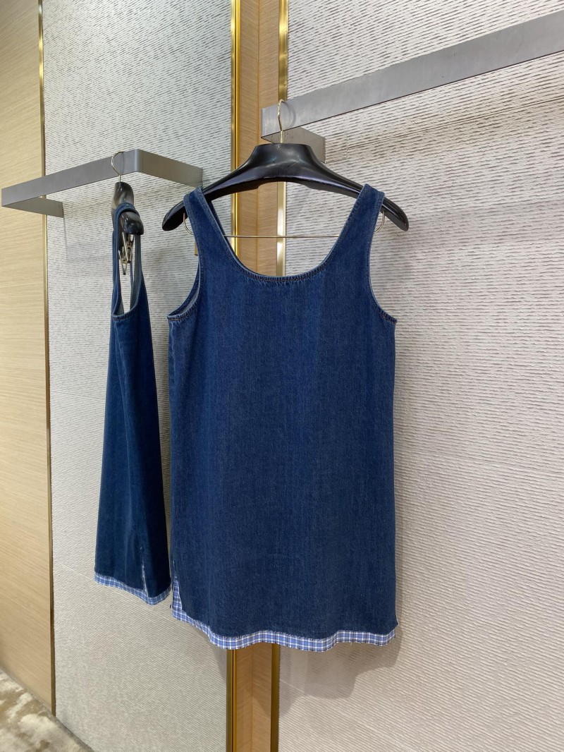 Miu Miu Logo Patchwork Denim Dress 6