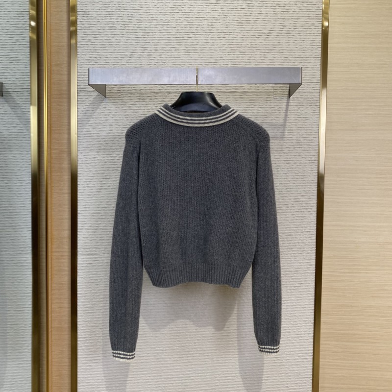 Miu Miu Cutout Lapel Long Sleeve Sweater 1