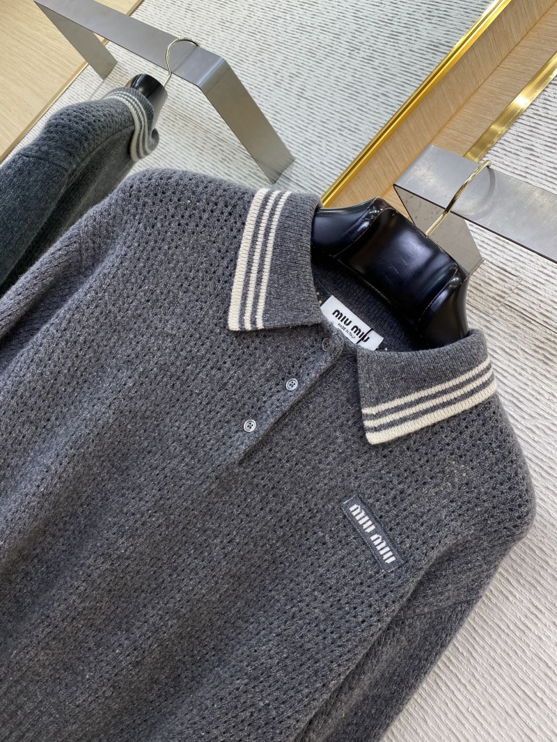 Miu Miu Cutout Lapel Long Sleeve Sweater 5