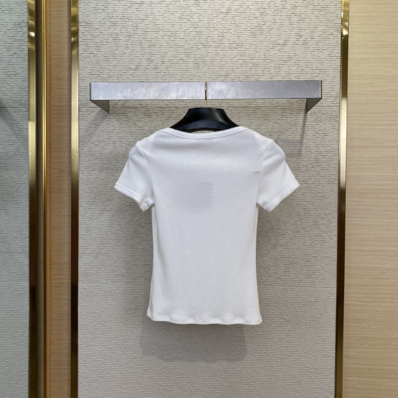 Miu Miu White Small Sailboat gossip Slim Fit T-Shirt 1