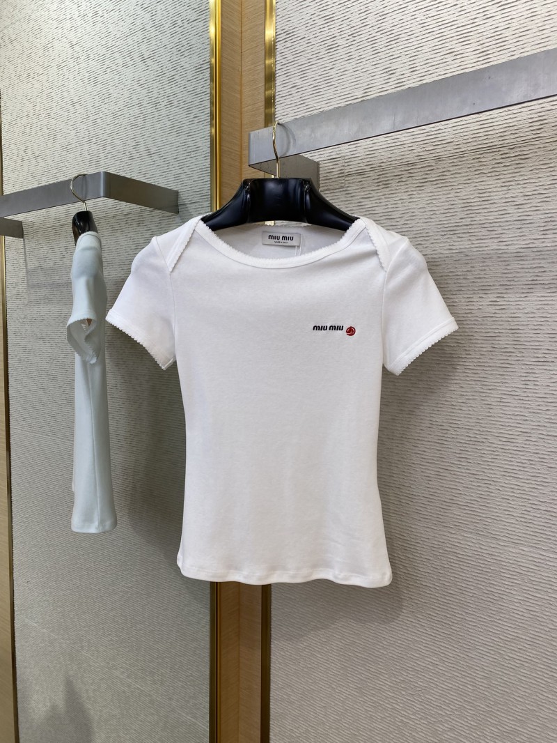 Miu Miu White Small Sailboat gossip Slim Fit T-Shirt 4