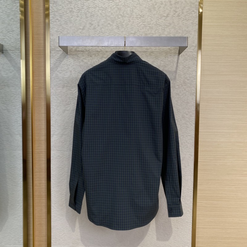 Balenciaga Check Cotton Long Sleeve Lapel Shirt 1