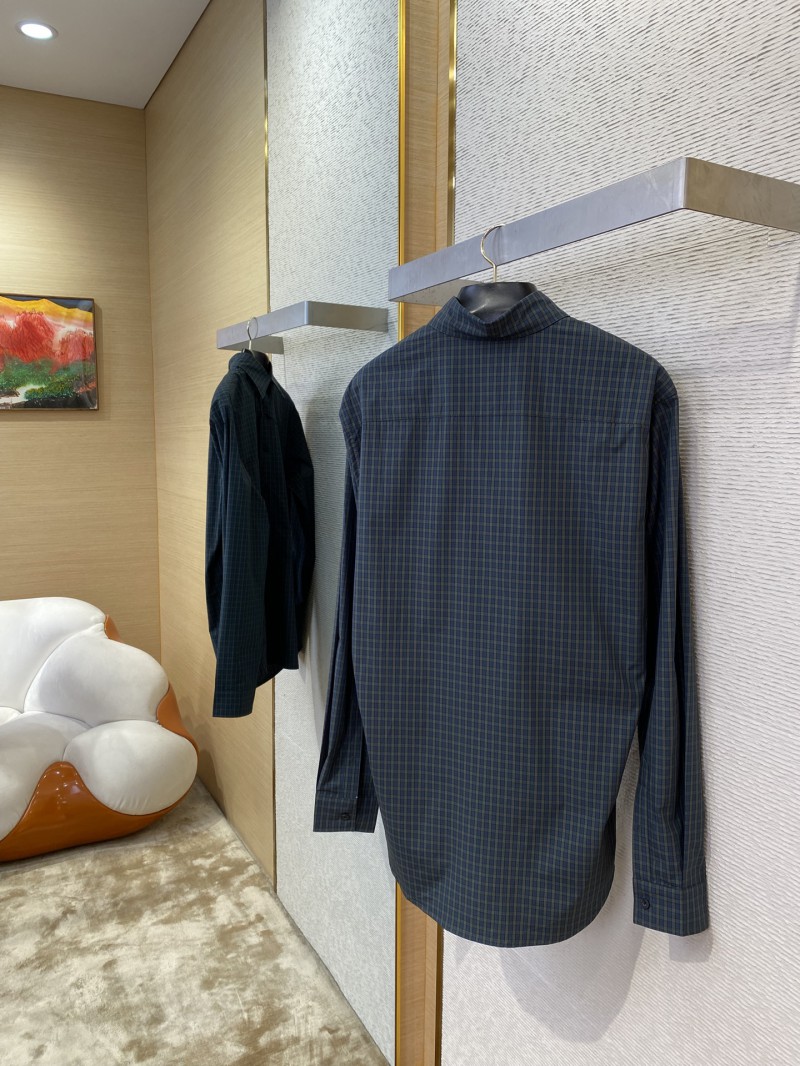 Balenciaga Check Cotton Long Sleeve Lapel Shirt 3