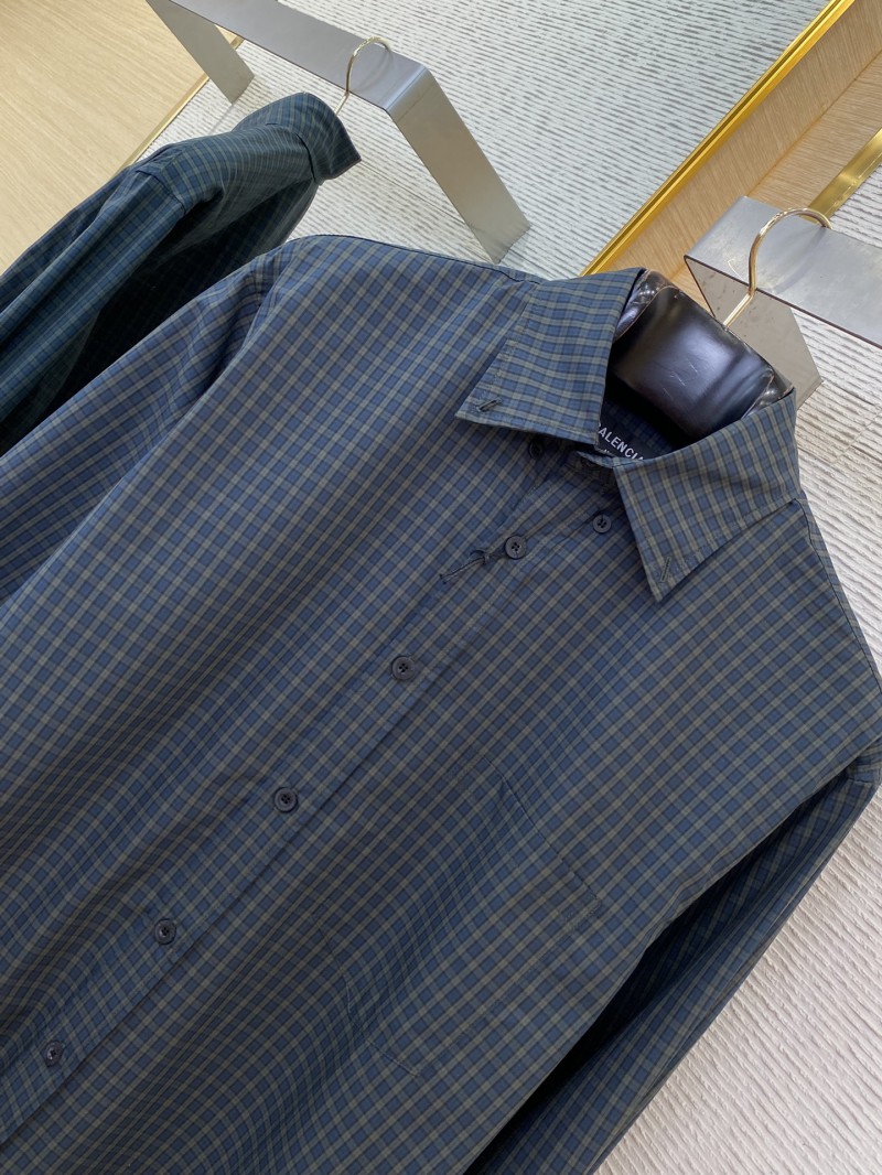 Balenciaga Check Cotton Long Sleeve Lapel Shirt 5
