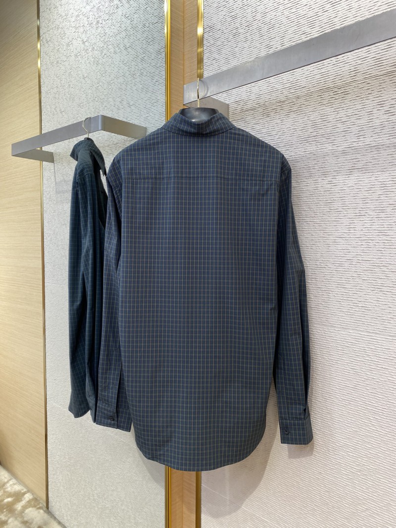 Balenciaga Check Cotton Long Sleeve Lapel Shirt 6