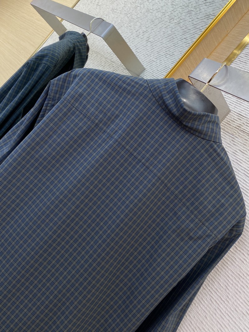 Balenciaga Check Cotton Long Sleeve Lapel Shirt 7