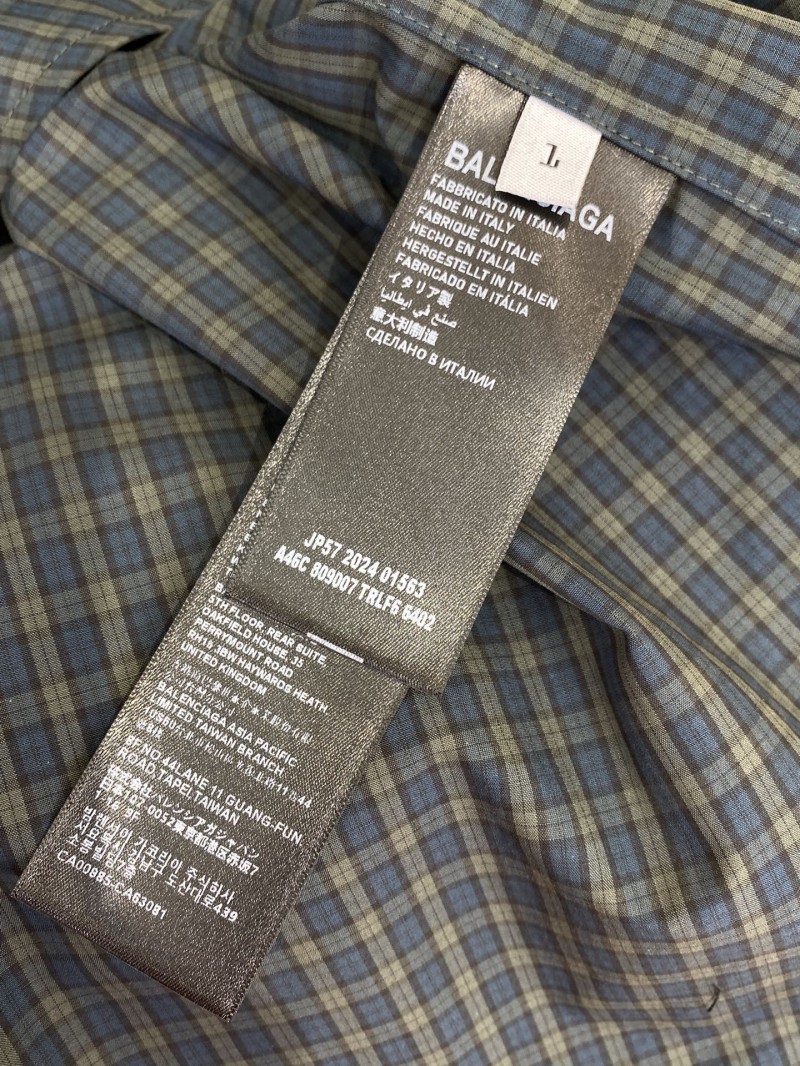 Balenciaga Check Cotton Long Sleeve Lapel Shirt 8