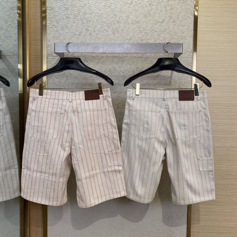 Dior logo embroidered striped shorts pink 1