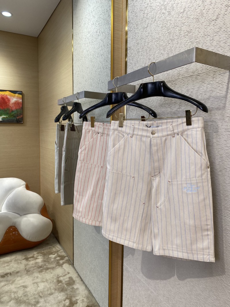 Dior logo embroidered striped shorts pink 2