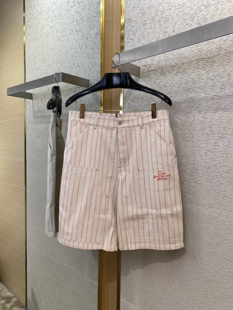 Dior logo embroidered striped shorts pink 4