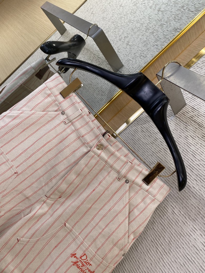 Dior logo embroidered striped shorts pink 5