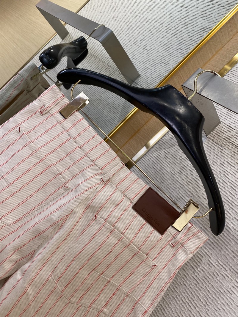 Dior logo embroidered striped shorts pink 7