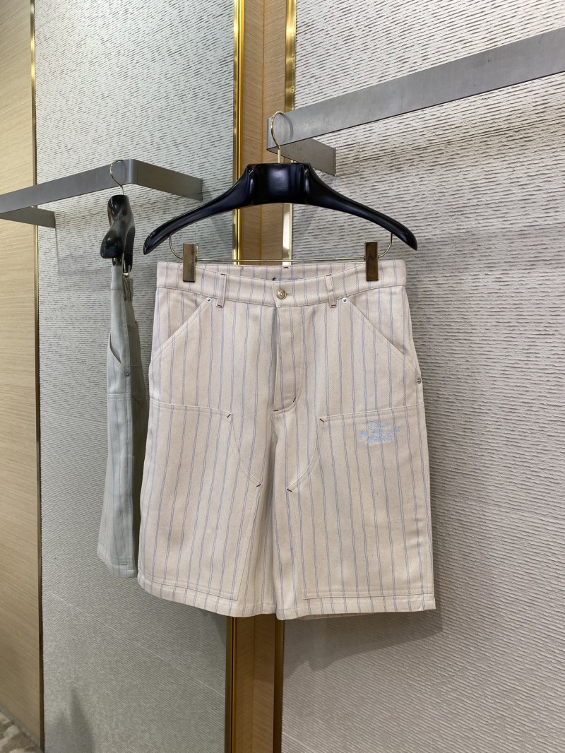 Dior logo embroidered striped shorts white 4