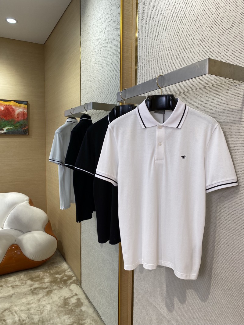 Dior Bee logo embroidered polo shirt white 2