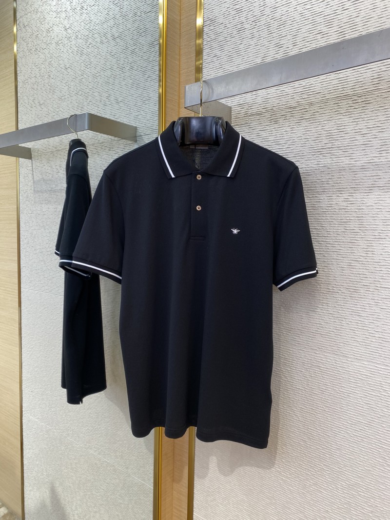 Dior Bee logo embroidered polo shirt black 4