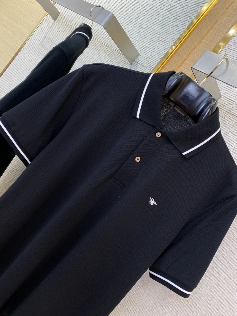 Dior Bee logo embroidered polo shirt black 5
