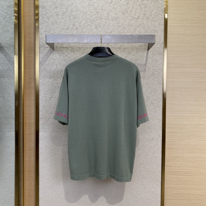 LV Appliqu??d Sleeve Knit Short Sleeve T-Shirt 1