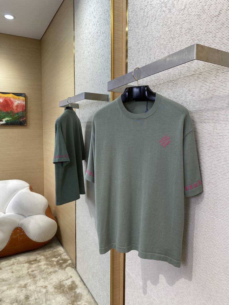 LV Appliqu??d Sleeve Knit Short Sleeve T-Shirt 2