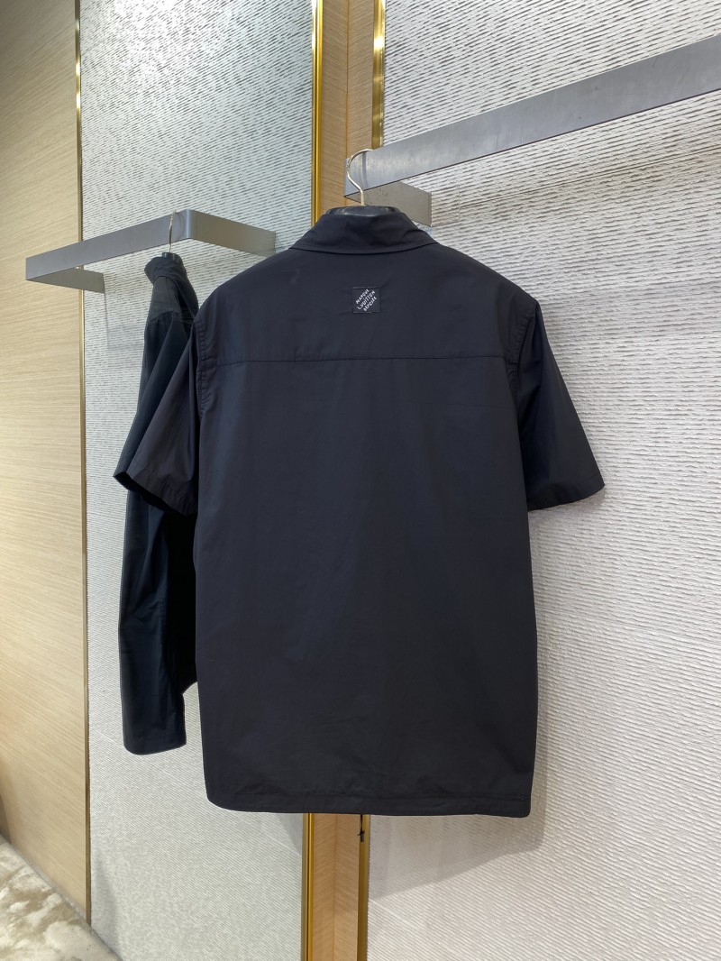 LV Gradient Floral Embroidery Short Sleeve Shirt Black 6