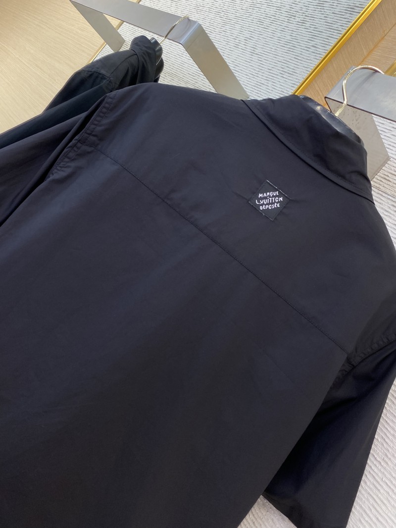 LV Gradient Floral Embroidery Short Sleeve Shirt Black 7
