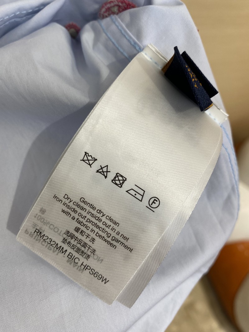 LV Gradient Floral Embroidery Short Sleeve Shirt Blue 8