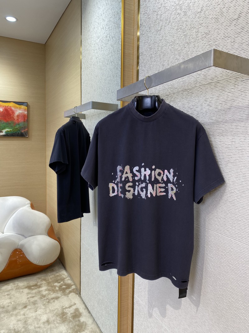 Balenciaga Pink Sand Gold Printed Aged Short Sleeve 2
