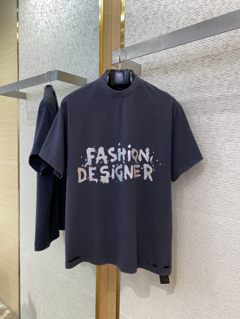 Balenciaga Pink Sand Gold Printed Aged Short Sleeve 4