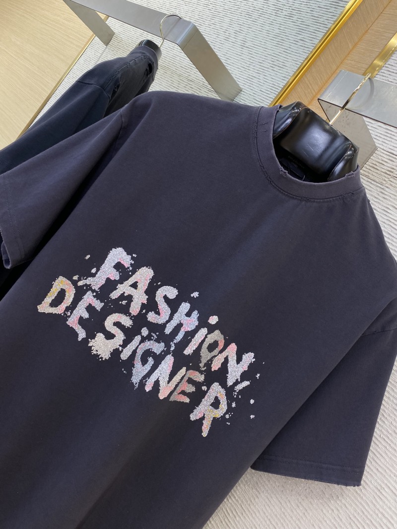 Balenciaga Pink Sand Gold Printed Aged Short Sleeve 5