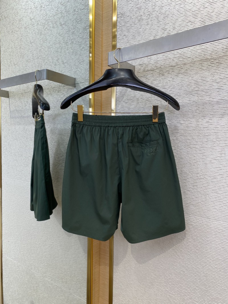 Fendi Letter Embroidered Straight Leg Nylon Shorts Green 6