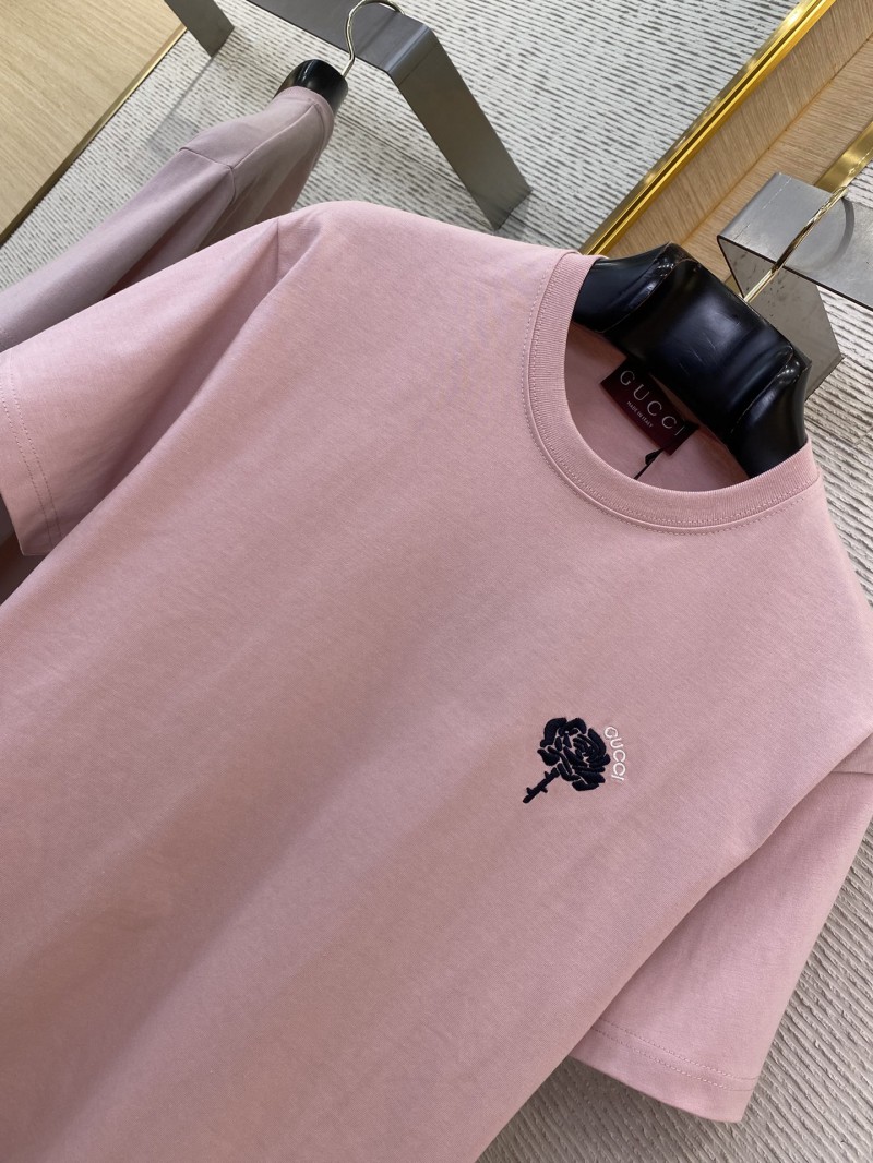 Gucci Rose Embroidery Round Neck Short Sleeve T-Shirt 5