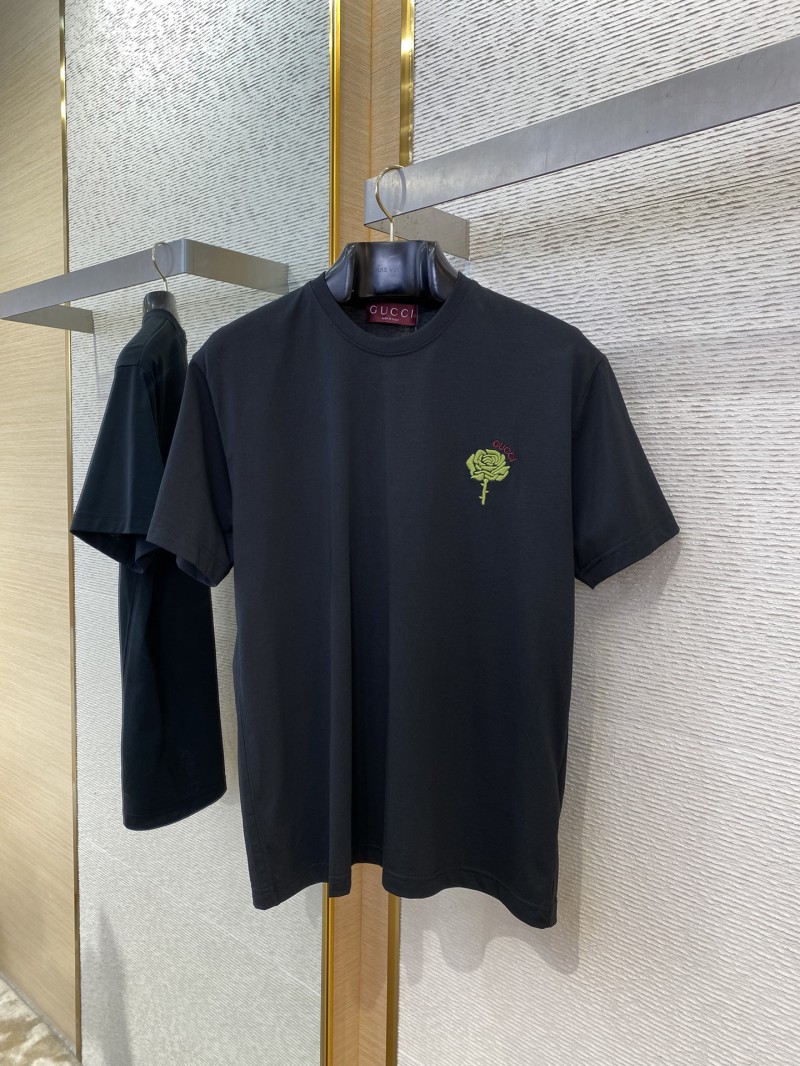 Gucci Green Rose 3D Embroidery Short Sleeve Black 4