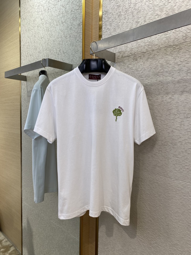 Gucci Green Rose 3D Embroidery Short Sleeve White 4