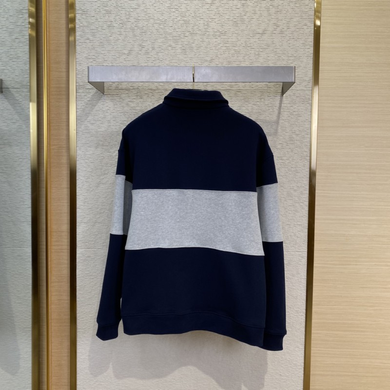 Miu Miu Lapel Embroidered Half Zip Colour Block Sweatshirt 1