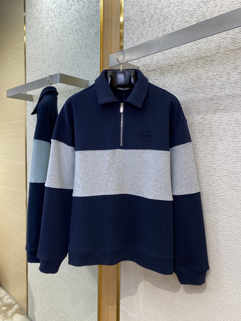 Miu Miu Lapel Embroidered Half Zip Colour Block Sweatshirt 4