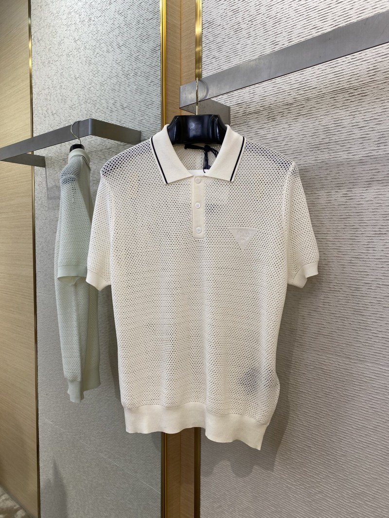 Prada logo cut-out polo shirt with lapel collar2 4