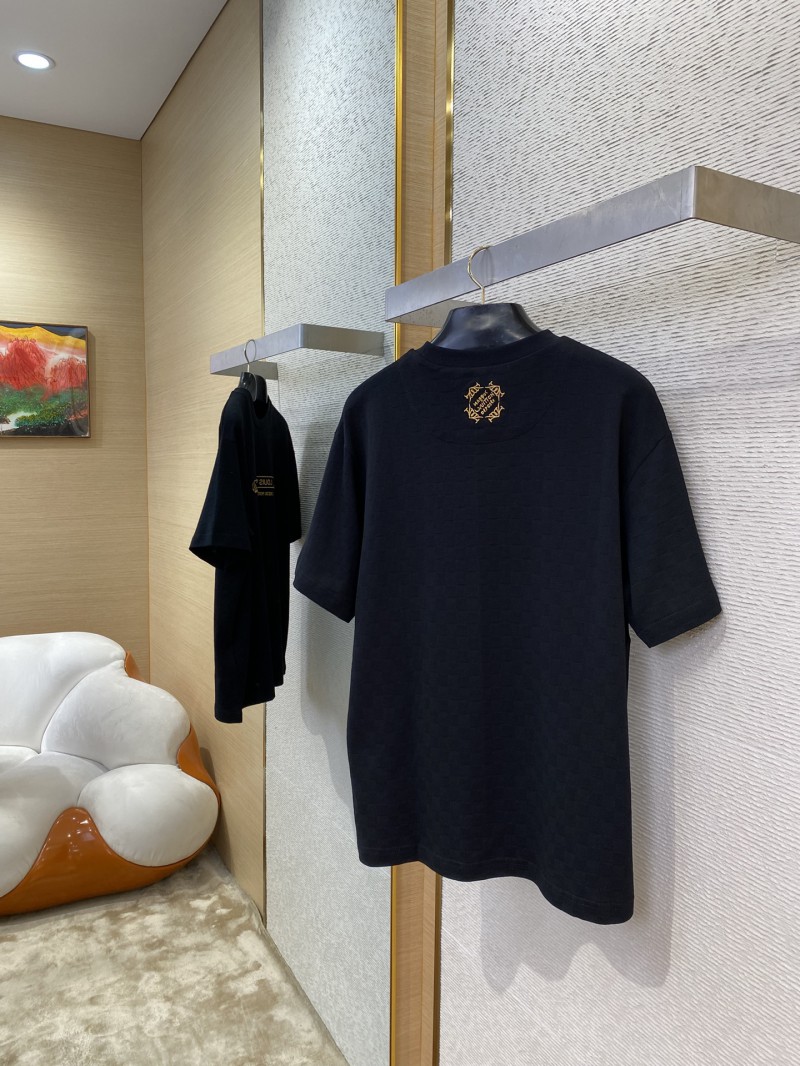 LV Gold Frame Embroidery Round Neck Short Sleeve T-Shirt 3