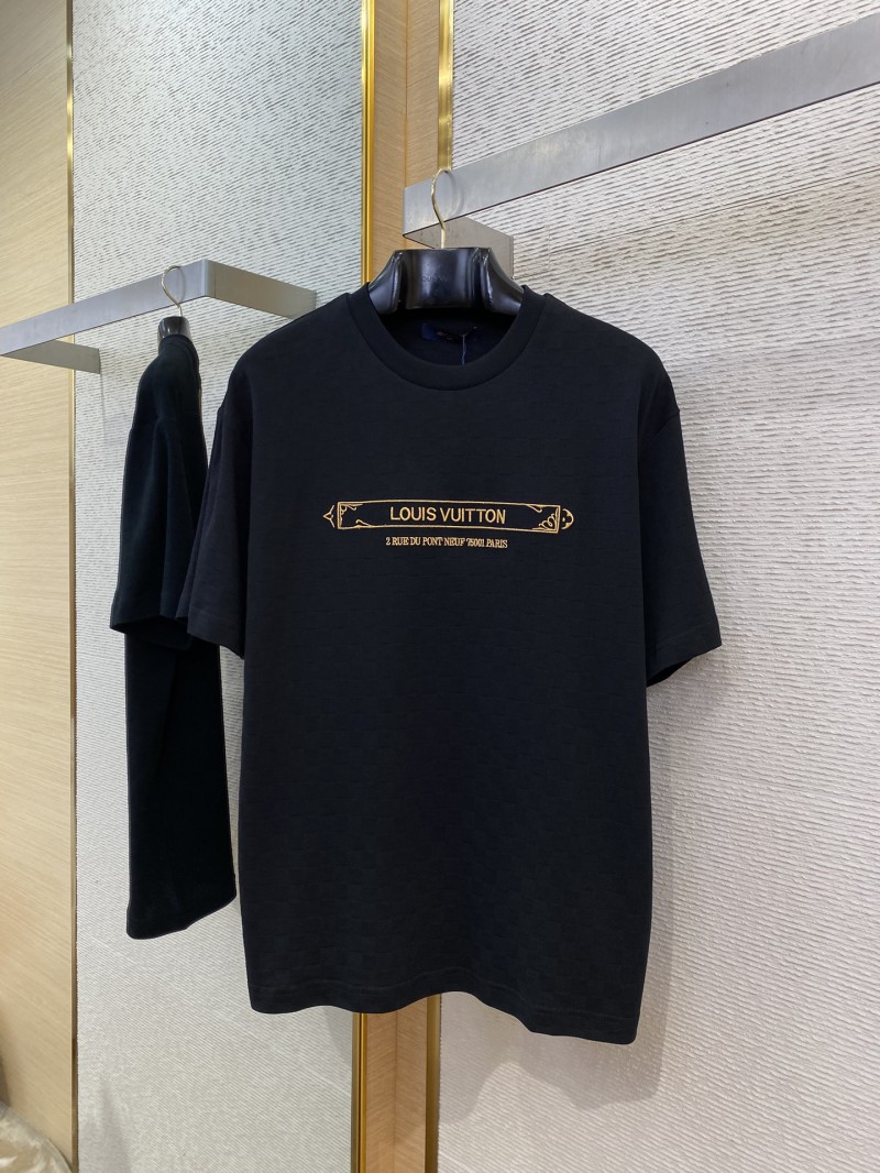 LV Gold Frame Embroidery Round Neck Short Sleeve T-Shirt 4