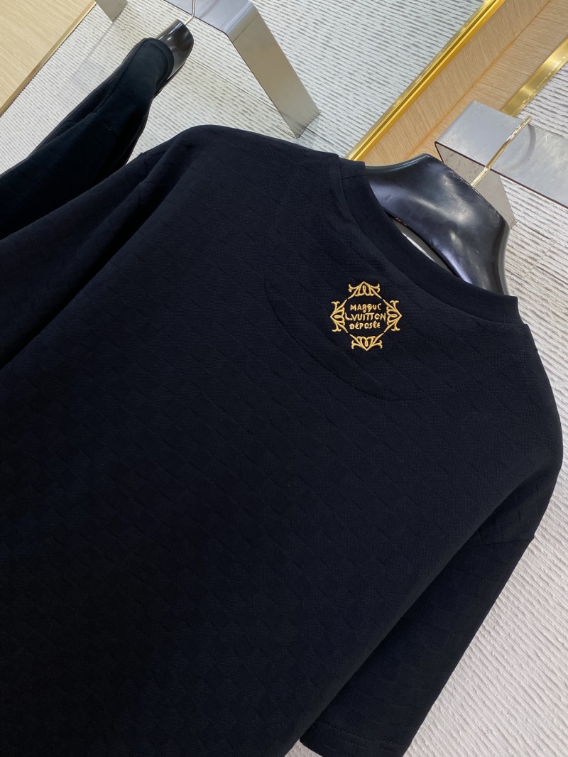 LV Gold Frame Embroidery Round Neck Short Sleeve T-Shirt 7