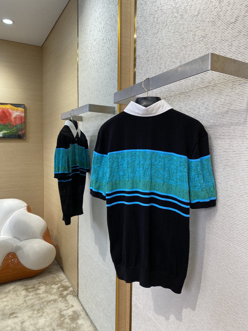 LV turndown collar jacquard short sleeve polo shirt 3