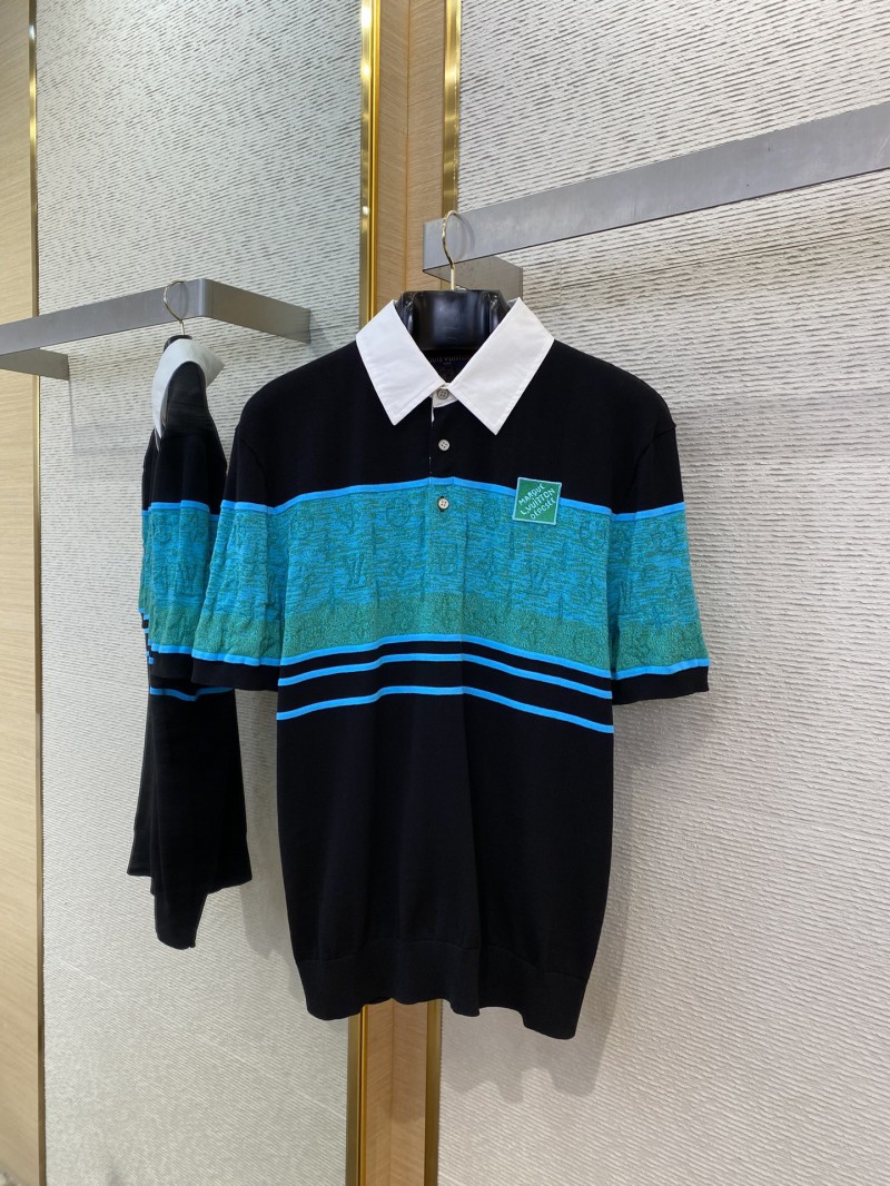 LV turndown collar jacquard short sleeve polo shirt 4