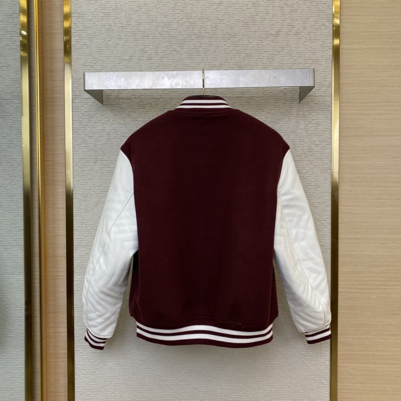 LV Leather Chest Embroidered Baseball Shirt Jacket 1