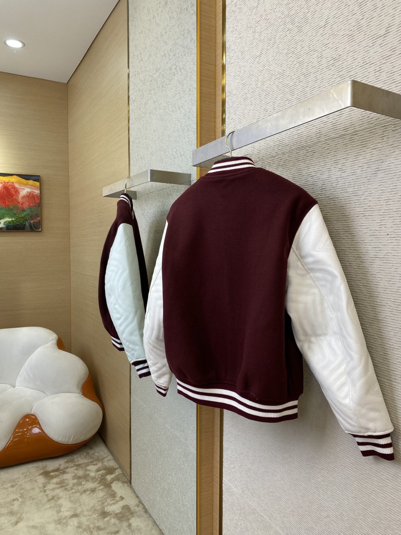 LV Leather Chest Embroidered Baseball Shirt Jacket 3
