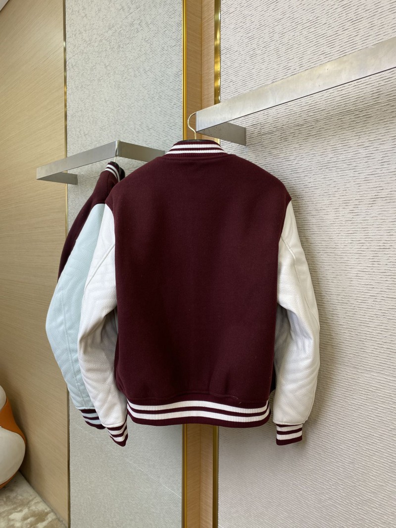 LV Leather Chest Embroidered Baseball Shirt Jacket 5