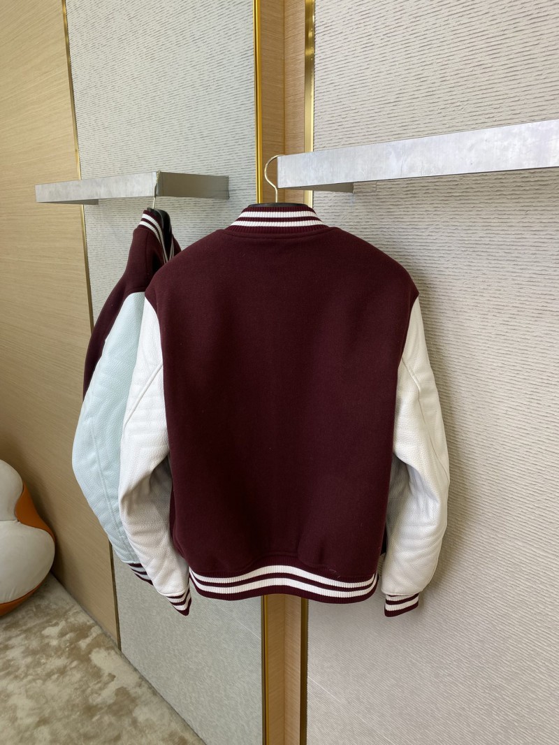 LV Leather Chest Embroidered Baseball Shirt Jacket 7