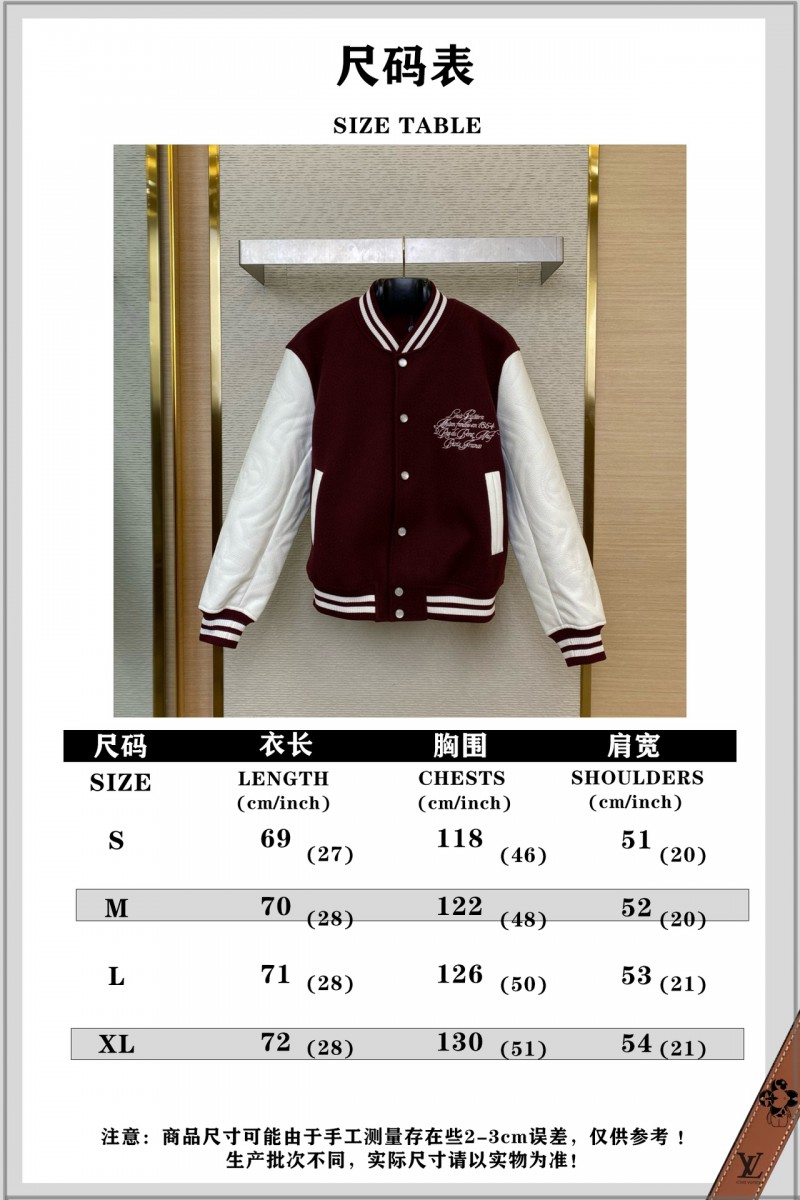 LV Leather Chest Embroidered Baseball Shirt Jacket 9