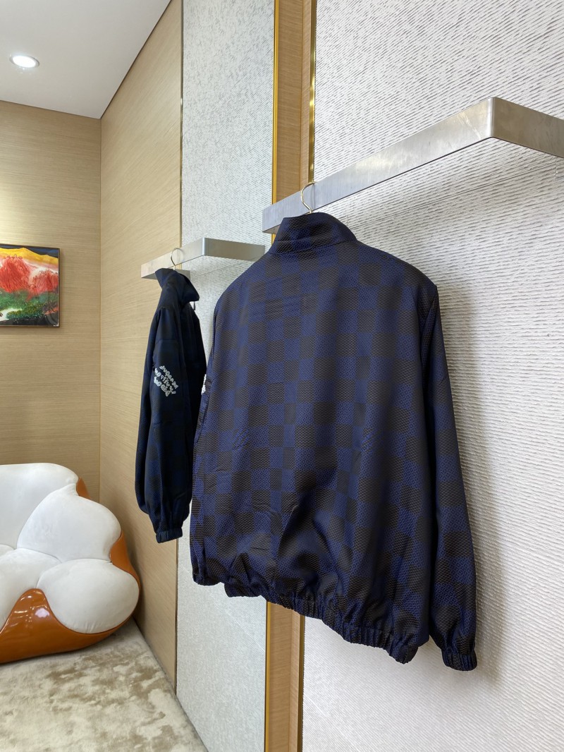 LV stand-up collar check woven zip jacket 3