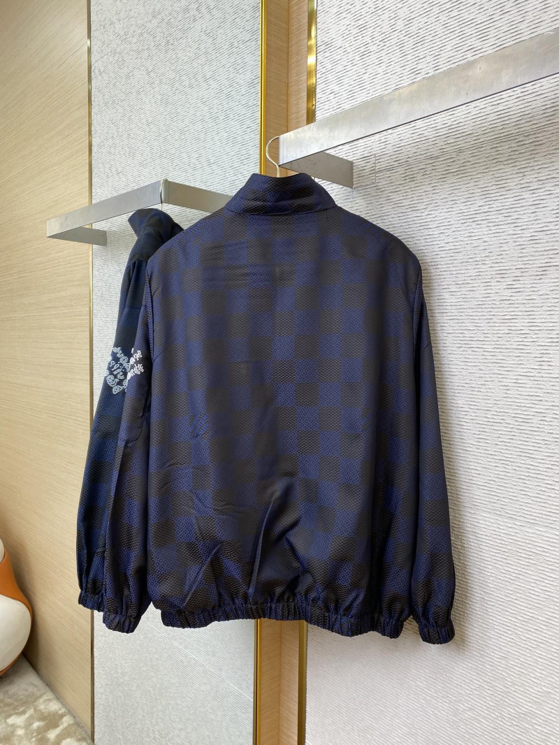 LV stand-up collar check woven zip jacket 6