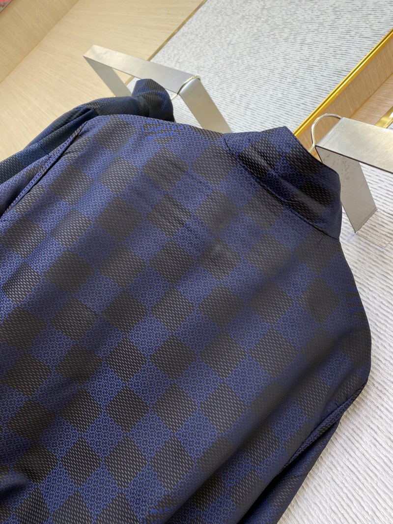 LV stand-up collar check woven zip jacket 7